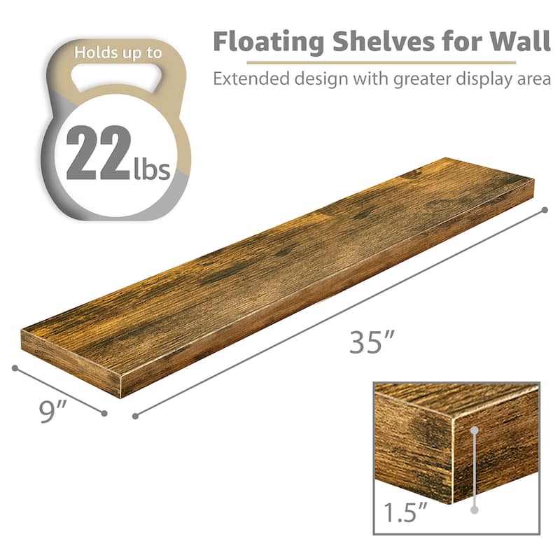 Sorbus Long Floating Shelves for Wall Set of 2 - 35"L x 9"W x 1.5"H