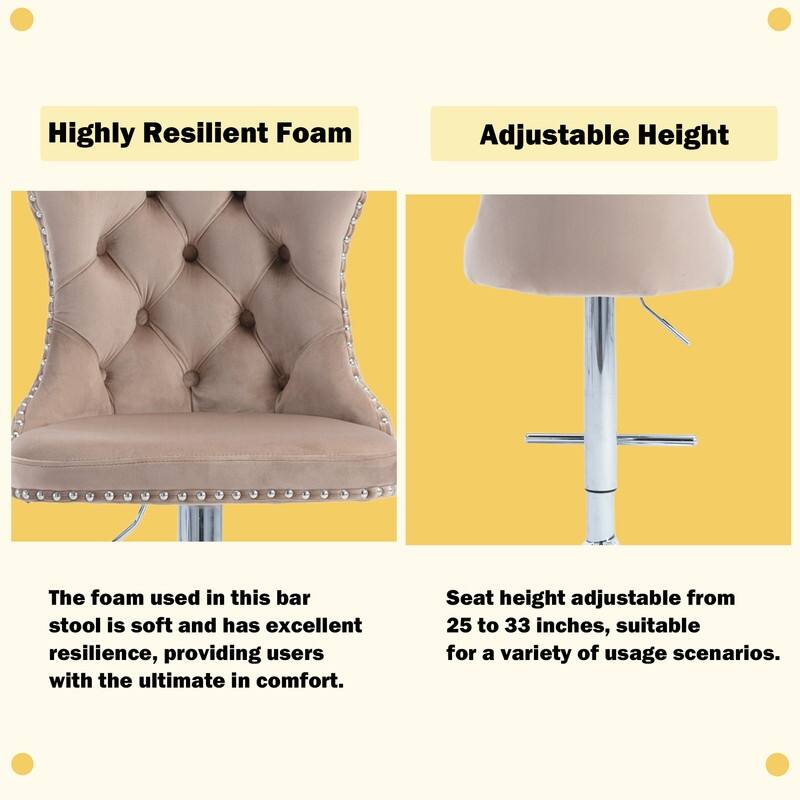 Swivel Foam Barstools Adjusatble Seat Set of 4