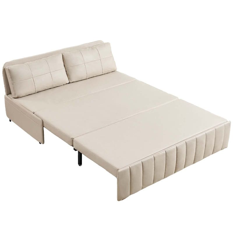 Mixoy Modern 62''Pull Out Sofa Bed,3-in-1 Pull Out Leathaire Fabric Sleeper Sofa Couch,Chaise Lounge,living room furniture