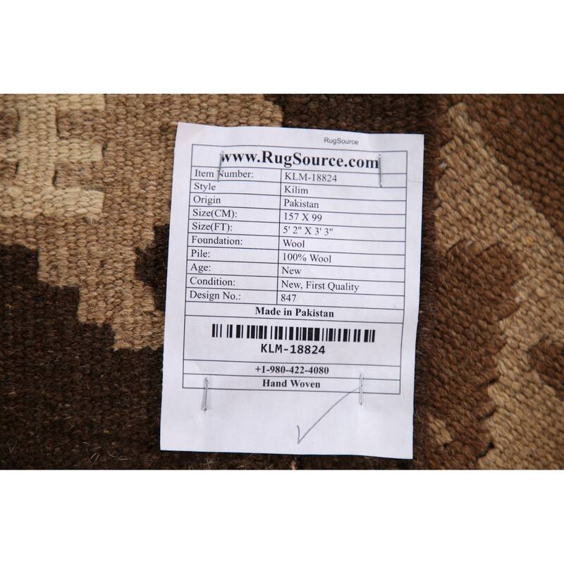 Reversible Kilim Oriental Rug Flat-weave Wool Carpet - 3'3" x 5'2"