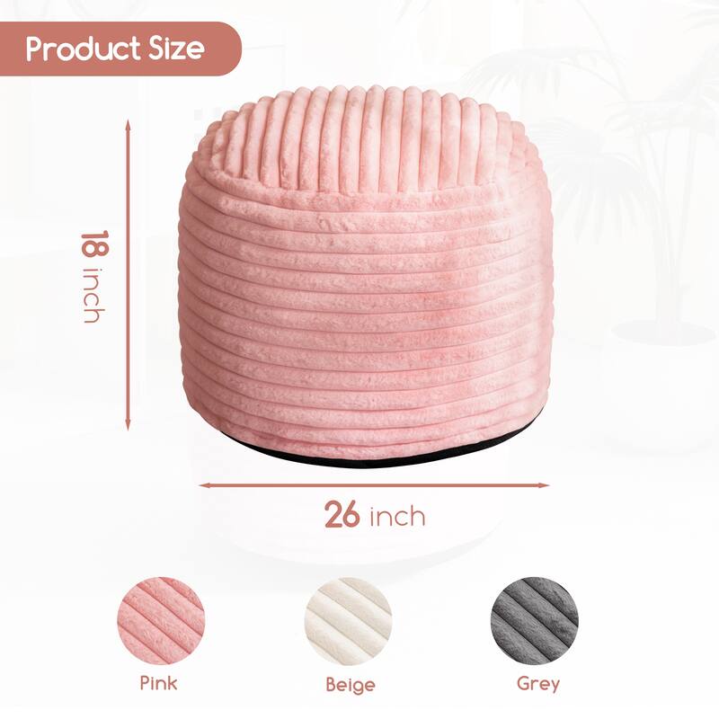 Round Corduroy Pouf Ottoman 20-inch/26inch