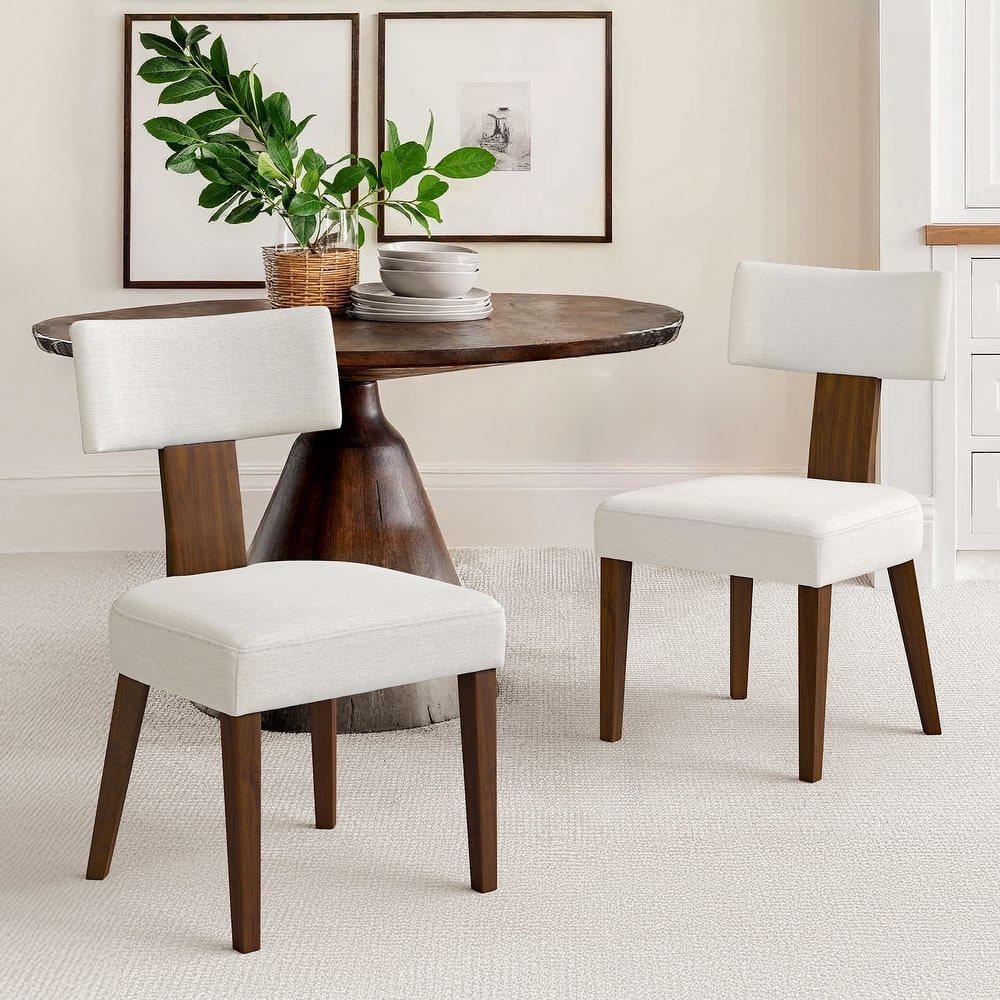 18.1 in Solid Wood Upholstered Dining Chair With Curved Backrest - 19.1"D x 19.4"W x 33.6"H