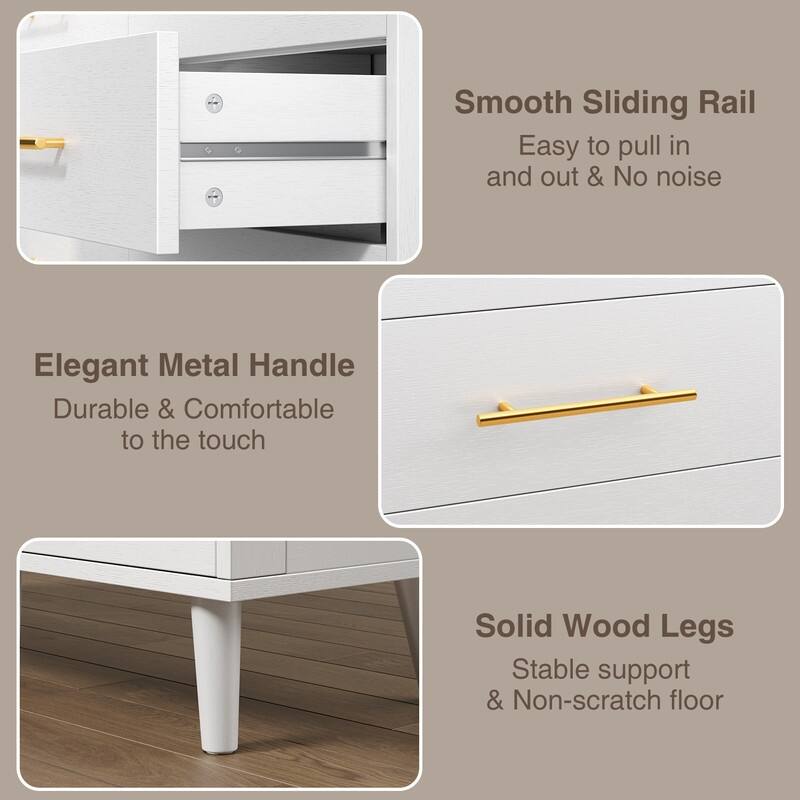 5 Drawer Dresser for Bedroom, High Drawer Chest of Drawers with Metal Knobs