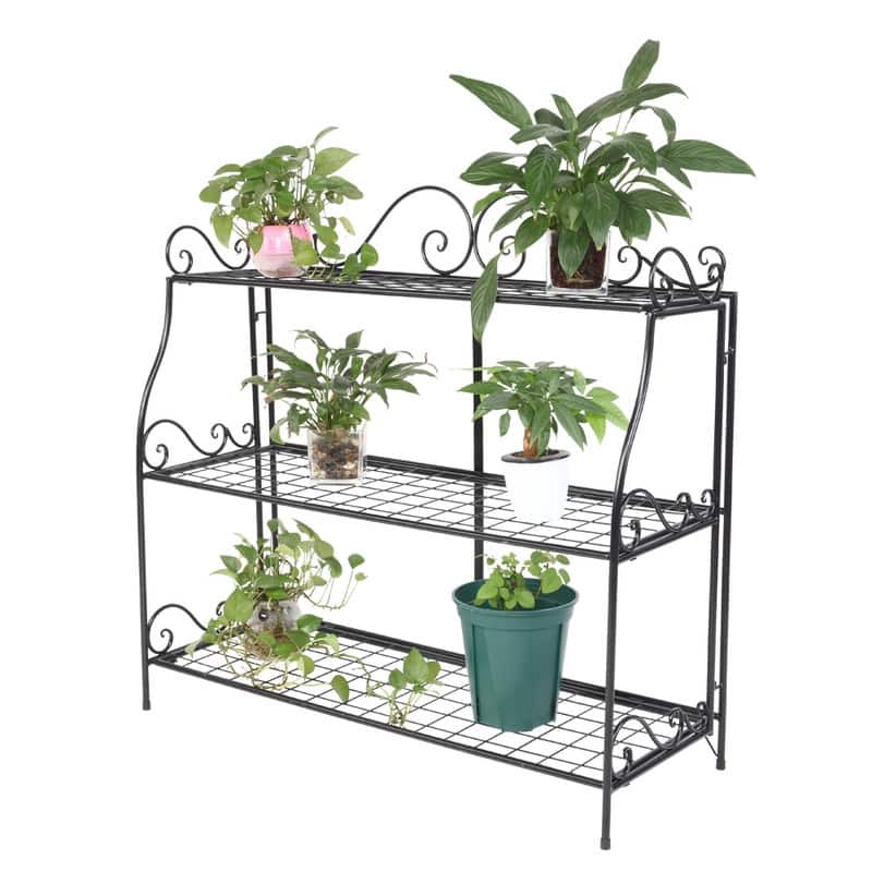 3 Tier Metal Lace Plant Stand Shelf Multilayer Potted Planters Display Rack