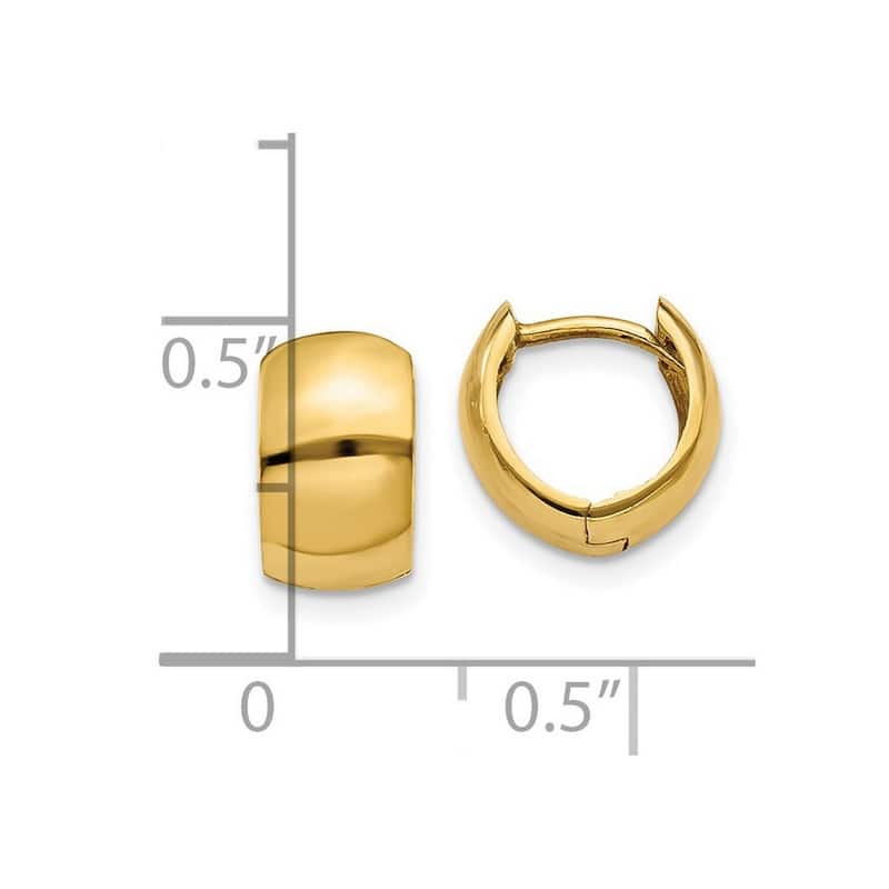 Curata 14k Yellow Gold Solid Polished Hinged 6x7mm Wide Huggies Hoop Earrings