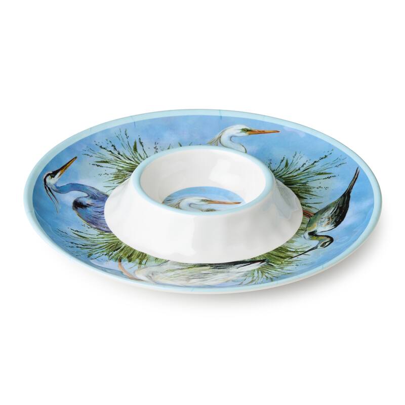 Certified International Coastal Birds Melamine 3pc Hostess Set - 19.00"L x 8.00"W x 0.75"H