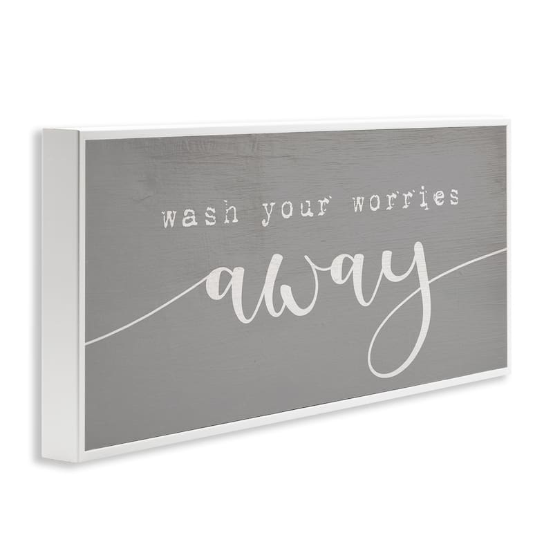 Stupell Wash Your Worries Away Phrase Bathroom Relaxation Framed Wall Art