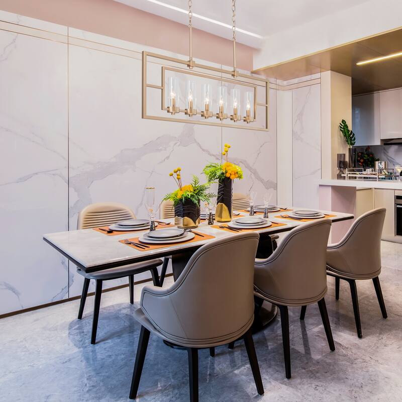 Mid-Century Modern Linear Cylinder Kitchen Island Pendant Light Chandelier for Dining Room