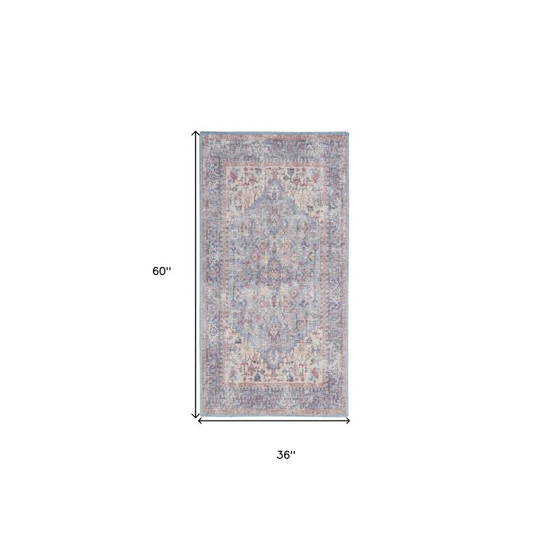 Cihu Power Loomed Distressed Floral Traditional Soft Area Rug By HomeRoots - 60' X '36' X '0.28