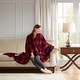 preview thumbnail 2 of 4, True North by Sleep Philosophy Lucas Oversized Printed Heated Plush Throw BuffaloCheckRed