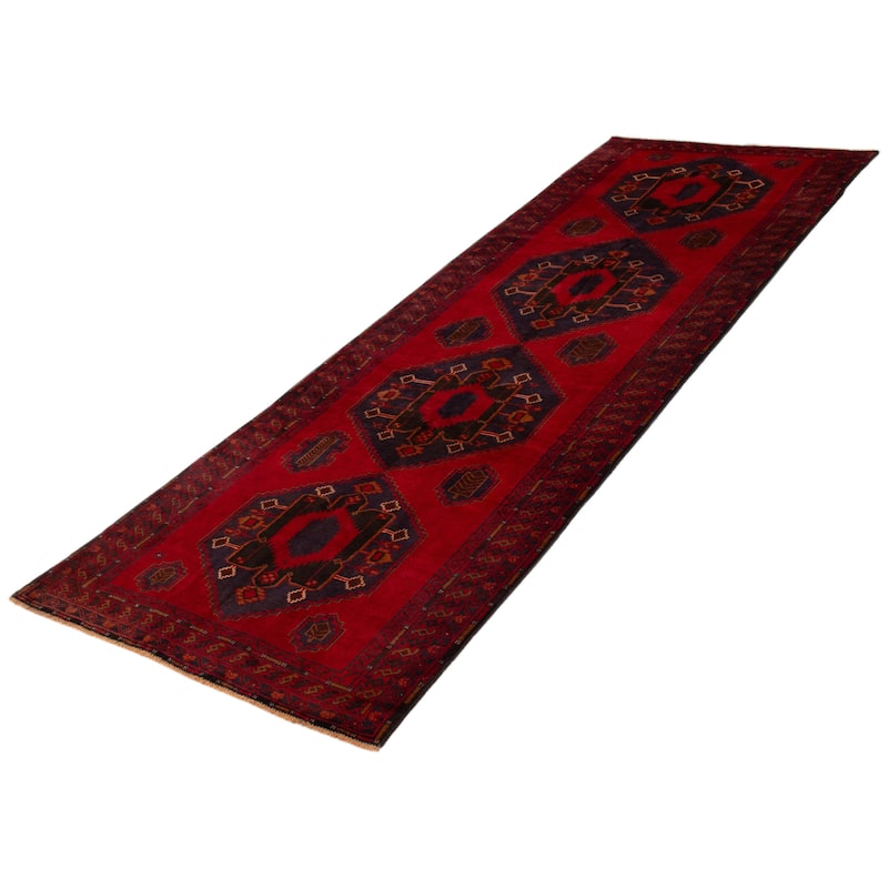 ECARPETGALLERY Hand-knotted Teimani Red Wool Rug - 4'4 x 12'10