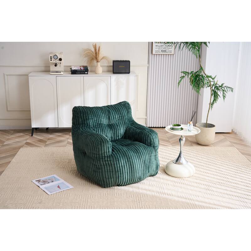 Soft Fluffy Corduroy Fabric Bean Bag Chair Filled With Memory Sponge