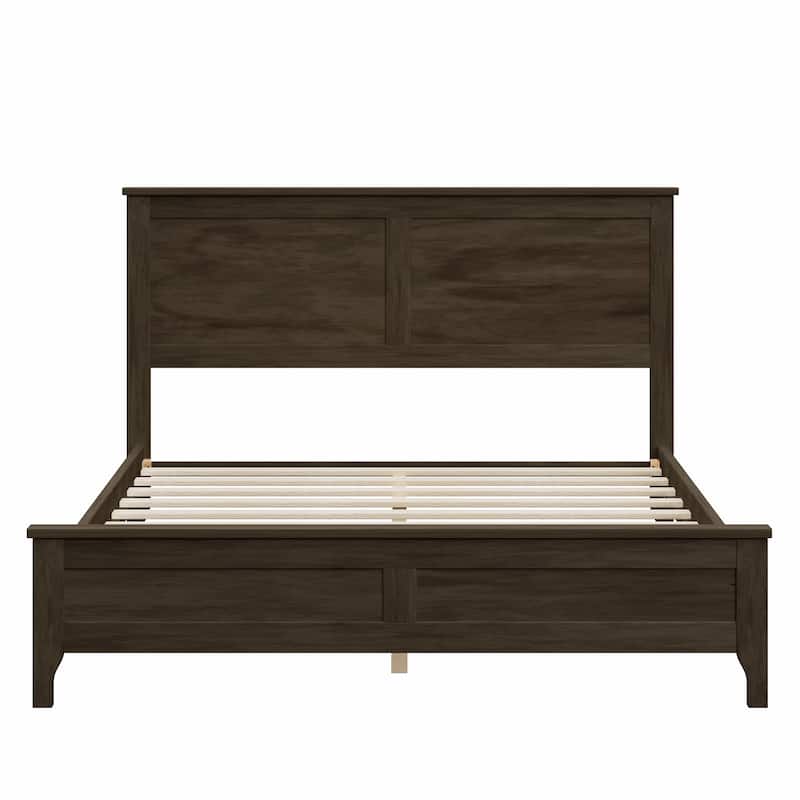 Modern Solid Wood Platform Bed with Sturdy Wooden Slat Support
