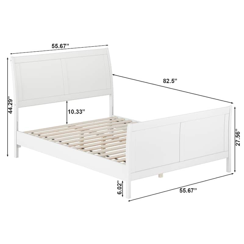 Valencia Solid Wood Low Profile Sleigh Platform Bed with Matching Footboard