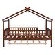 preview thumbnail 34 of 50, Full Size Wooden House Bed Platform Bed With Twin Size Trundle,Solid Construction For Bedroom