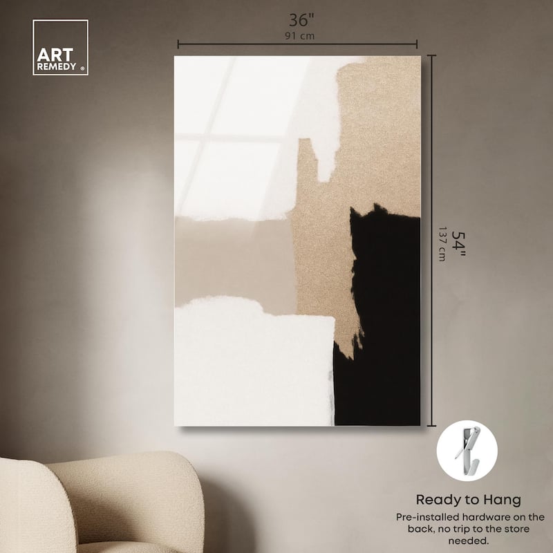 Beige and Black III Acrylic by Art Remedy, Ready to Hang