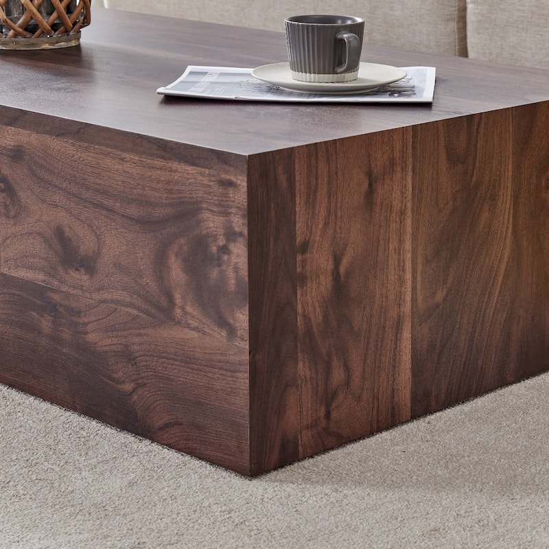 Roomfitters MDF Coffee Table with Walnut Grain Finish, 39.3"x23.6"x12" Rectangular Modern Accent Table for Home, Walnut