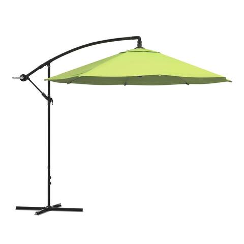 Pure Garden 10-Foot Offset Patio Umbrella with Cross Base - Lime Green