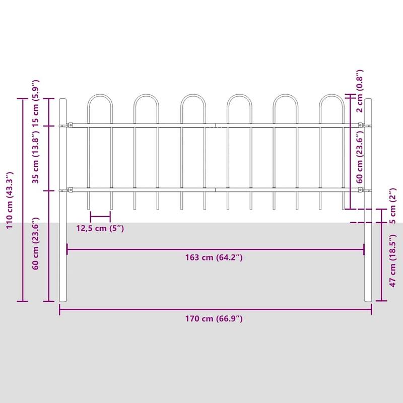 vidaXL Garden Fence Grey Powder-coated Steel