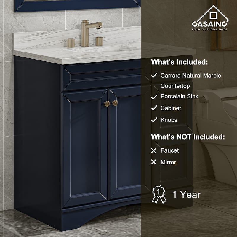 36 in. W x 22 in. D x 35.4 in. H Bath Vanity in Gray with Navy Blue Top and Basin