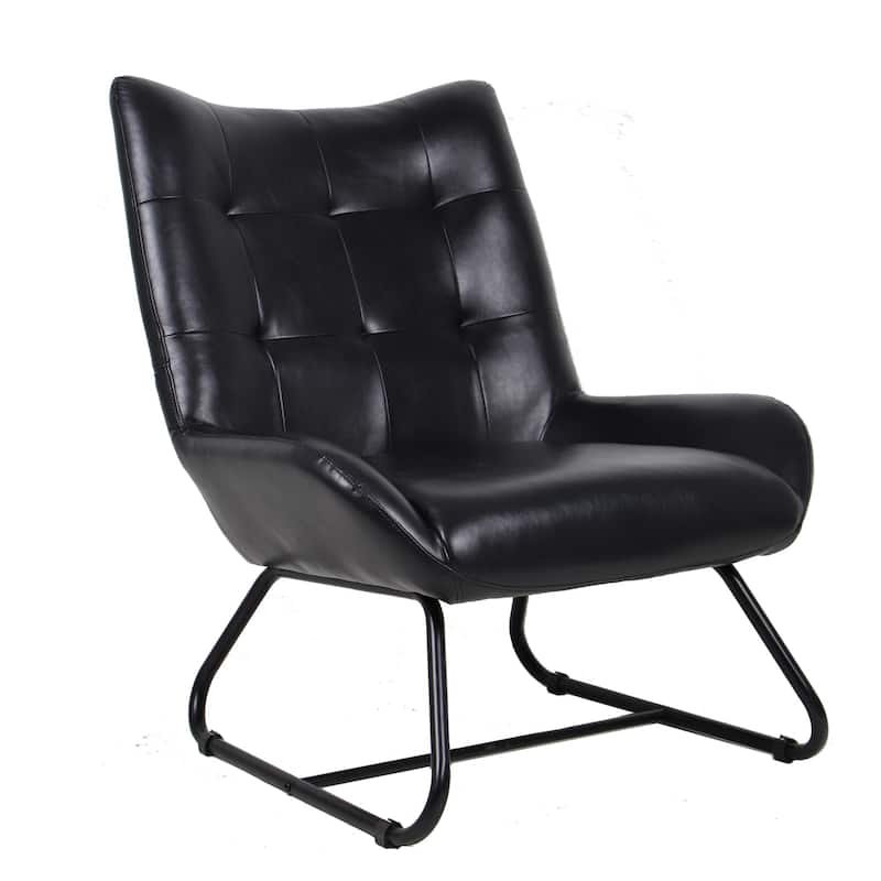 Glitzhome Set of 2 35.5"H Leatherette Wingback Accent Chairs With Metal Legs