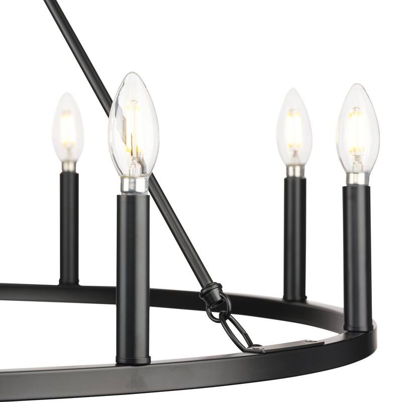 Gilliam Collection Nine-Light Matte Black New Traditional Chandelier - 35.5 in x 35.5 in x 26.5 in