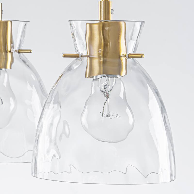 1/3/5-Light Modern Black & Gold Textured Glass Pendant Light - Adjustable Hanging Ceiling Fixture for Dining Room