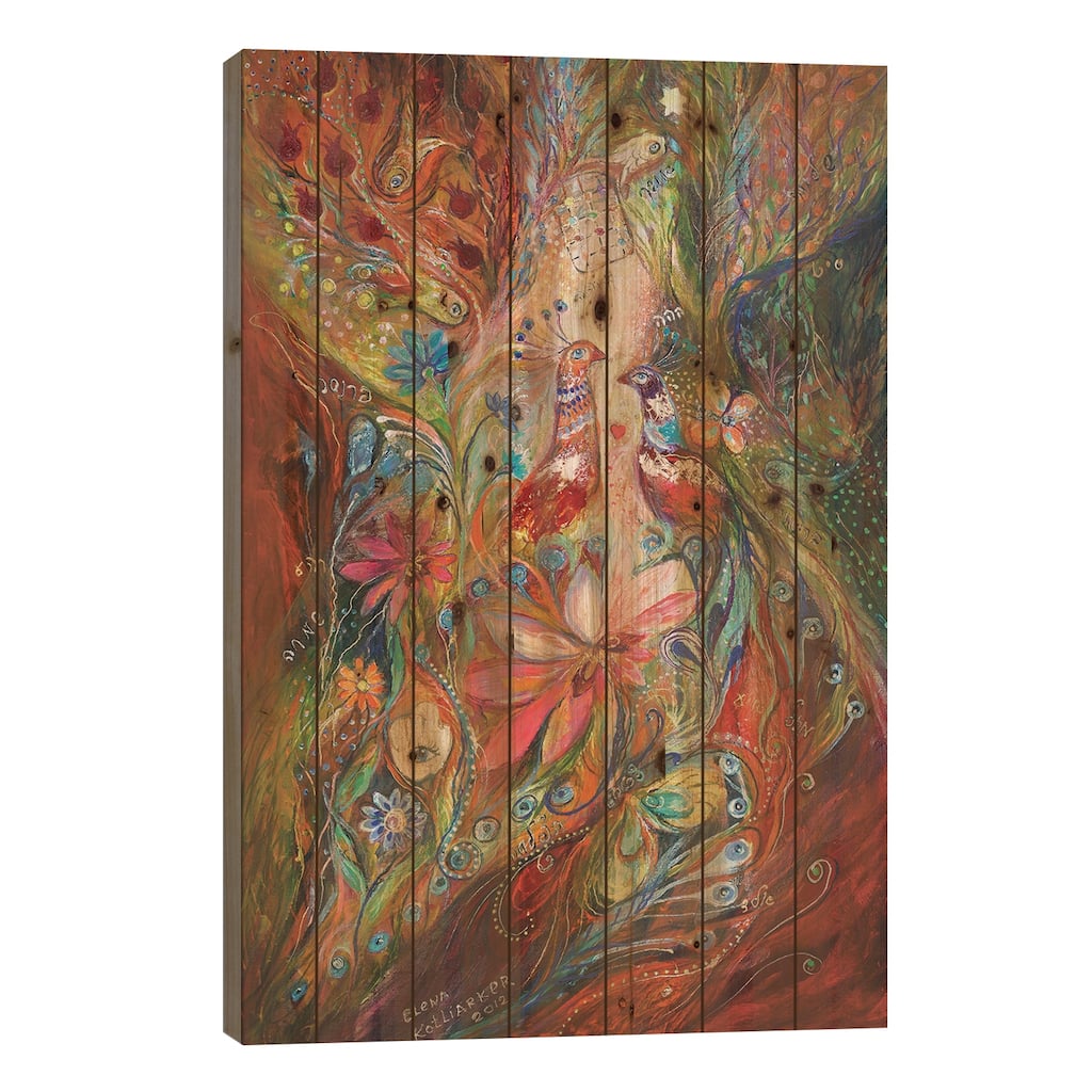 Supremacy Of Red Print On Wood by Elena Kotliarker - Multi-Color