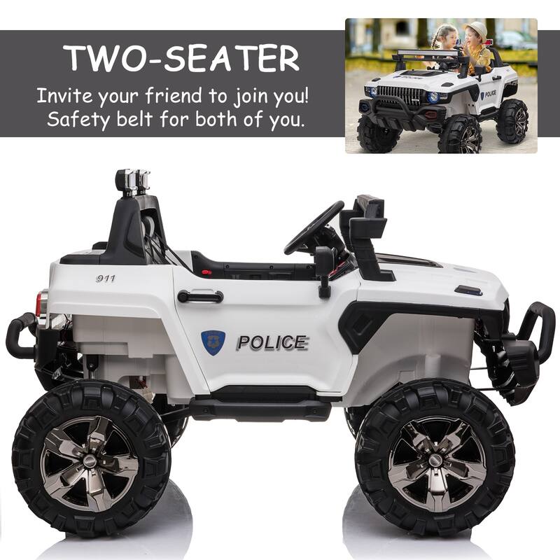 Big 53"L 12V Police Car Ride-On SUV for Kids with Siren, Remote Control, Music, Suspension & Horn