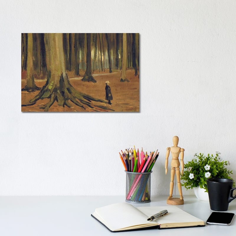 iCanvas "A Girl in a Wood, 1882 " by Vincent van Gogh Canvas Print - 8x12x0.75