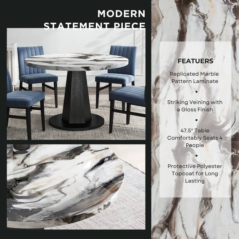 Roundhill Furniture Cavira 5-Piece Round Modern Dining Set