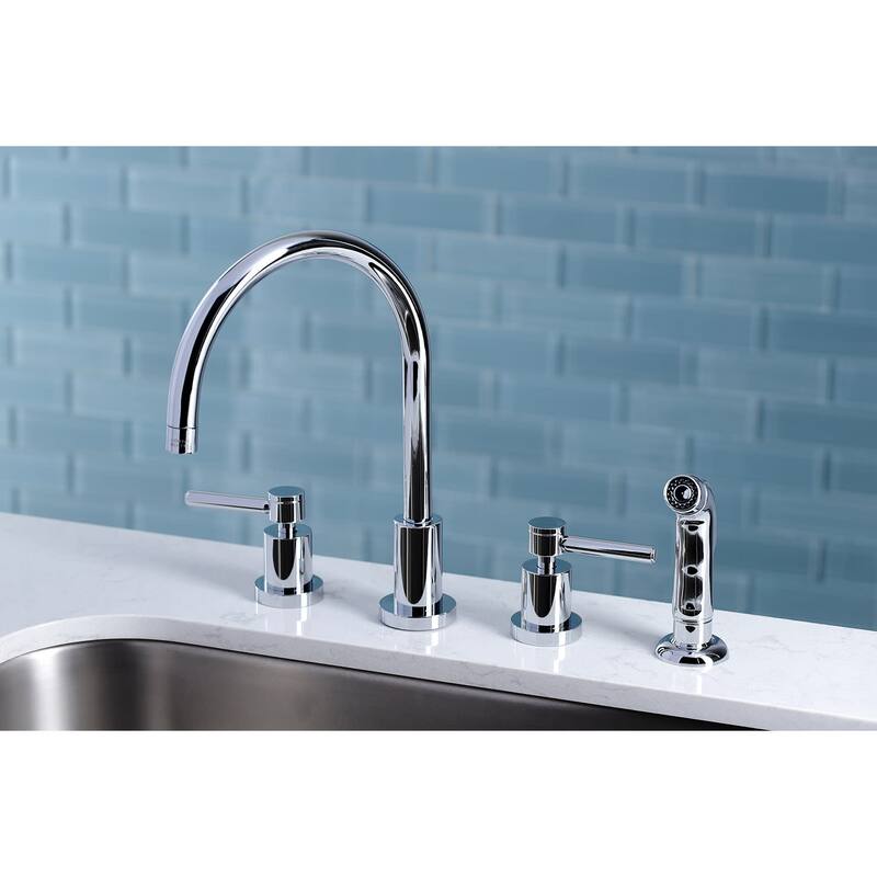 Kingston Brass Concord Widespread Kitchen Faucet with Metal Lever