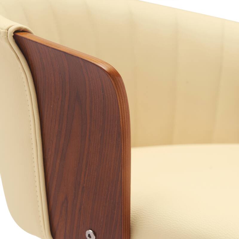 Lydia Upholstered Adjustable Wood Bar Stool with Black Metal Base