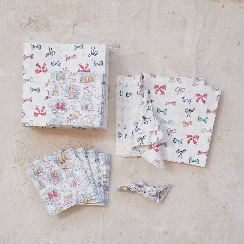 Bows Pattern Square Paper Napkins - Multi