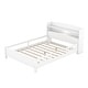 preview thumbnail 6 of 7, Wood Full Size Platform Bed with LED Light, Storage Headboard, and Guardrail, White