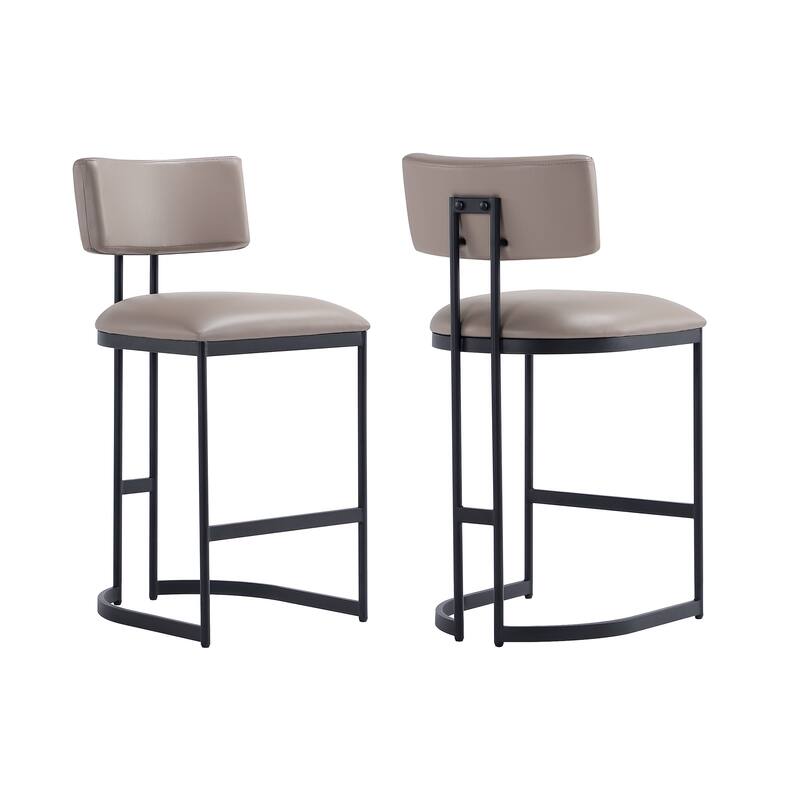 Manhattan Comfort Juno Metal Vegan Leather Counter Stool