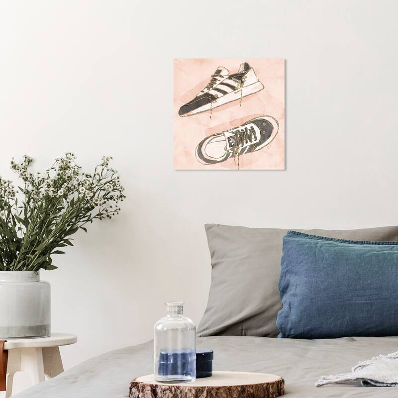 Wynwood Studio Canvas Fashion and Glam Sneaker Glam Pink and Light Pink Modern & Contemporary Wall Art Canvas Print - 12 x 12