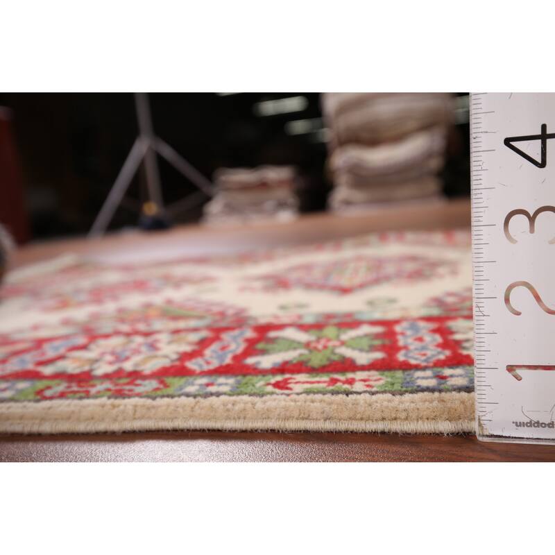 Ivory Kazak Oriental Accent Rug Hand-Knotted Wool Carpet - 2'7" x 3'11"