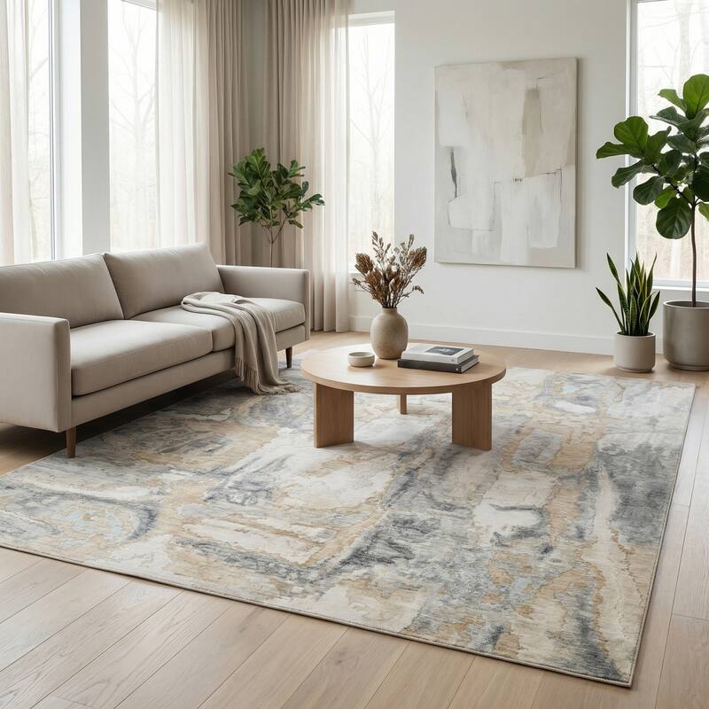 Infinity Handmade Wool/Nylon in Gray/Silver Area Rug