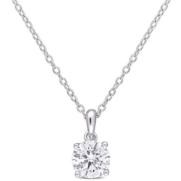 Miadora Sterling Silver 1ct TGW Created White Moissanite Solitaire Necklace. Opens flyout.
