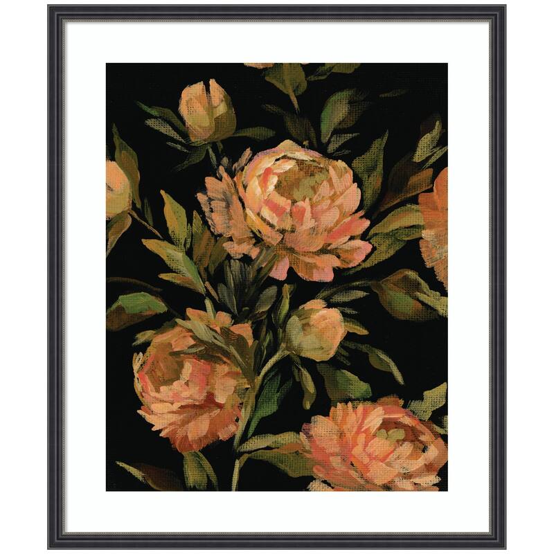 Kate and Laurel Framed Art Moody Floral 3 by Annie Quigley - 21x25 - Black