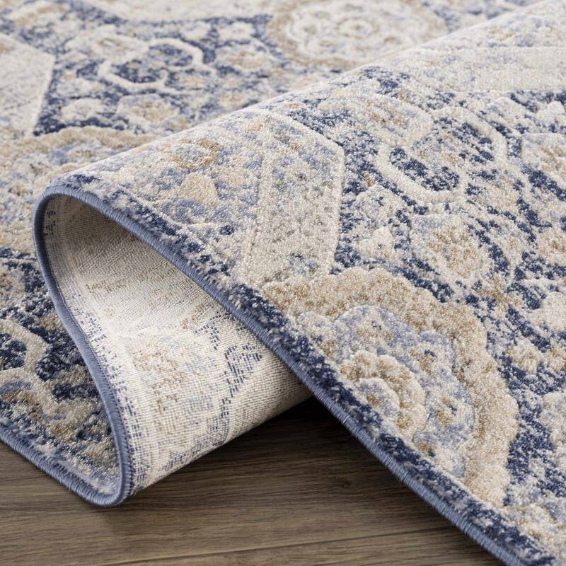 Hauteloom Bluffs Living Room, Bedroom Area Rug - Beige, Denim, Gray - 2' x 2'11"