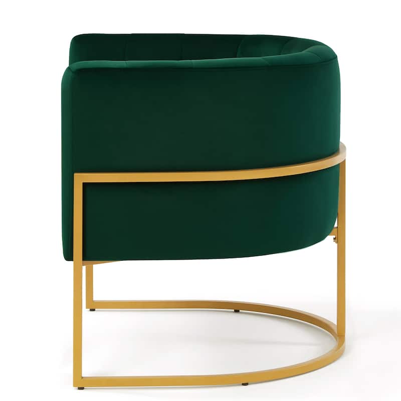 Upholstered Velvet Accent Chair with Golden Metal Stand,Leisure Chair with Curve Backrest