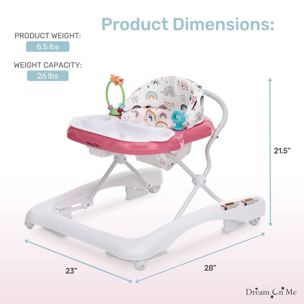 dimension image slide 1 of 2, Dream On Me Mia foldable Baby Walker
