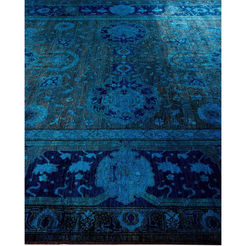 Overton Hand Knotted Wool Vintage Inspired Modern Contemporary Overdyed Black Area Rug - 10' 0" x 13' 10"