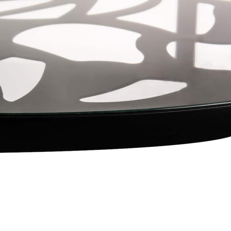 48 in. Round Outdoor Dining Table in Aluminum with Tempered Glass Tabletop - 47.25 x 47.25