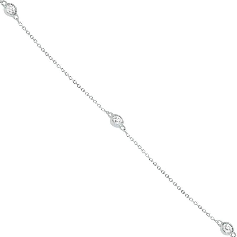 Marquee 1 Carat TW Bezel Set Diamond Station Necklace in 14K White Gold