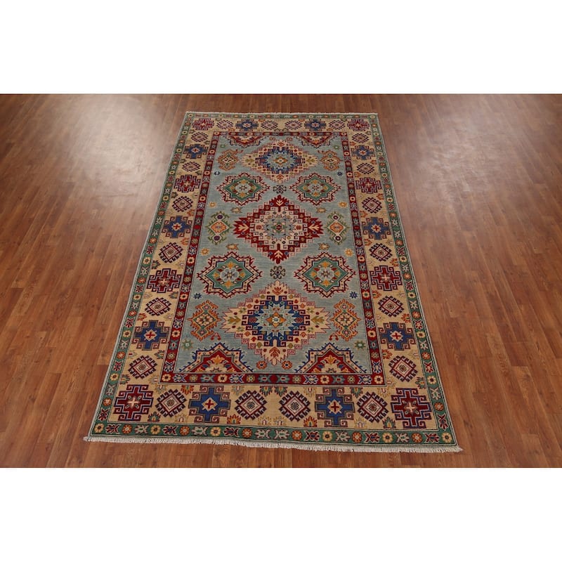 Geometric Kazak Rug Hand-Knotted Wool Carpet - 5'8" x 9'5"