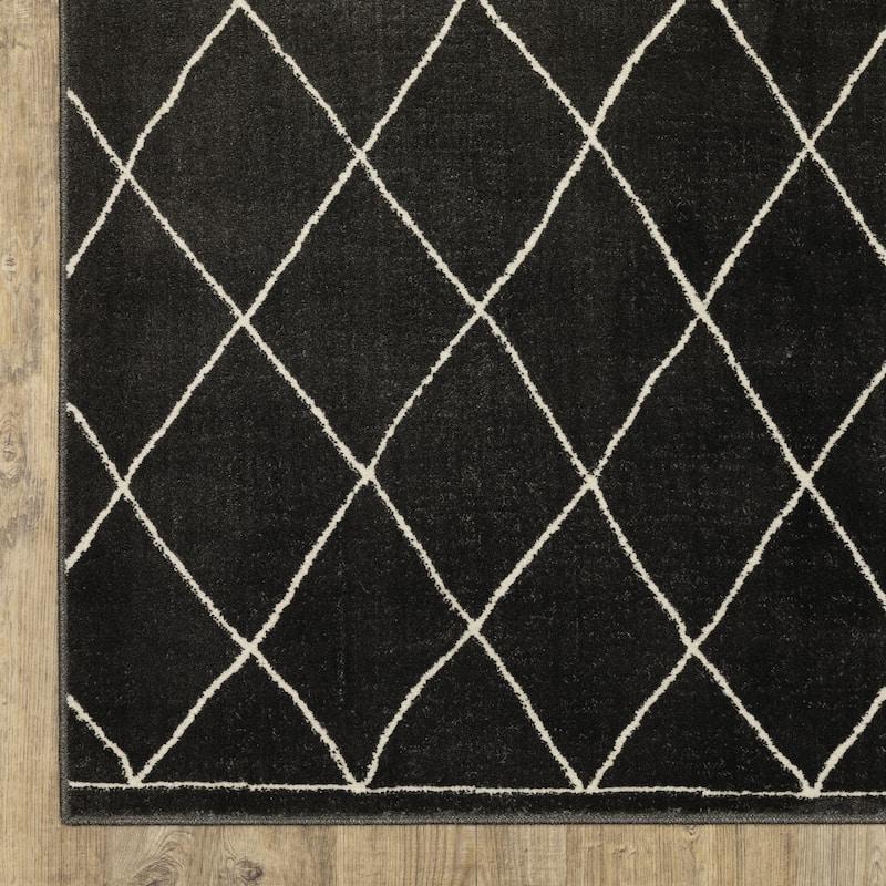 Style Haven Ripley Trellis Charcoal/ Ivory High-Low Pile Area Rug