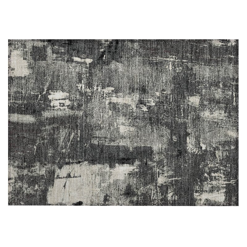 Machine Washable Indoor/ Outdoor Abstract Imprints Chantille Rug